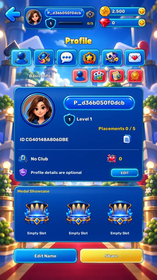 Chkobba GO Your profile screen